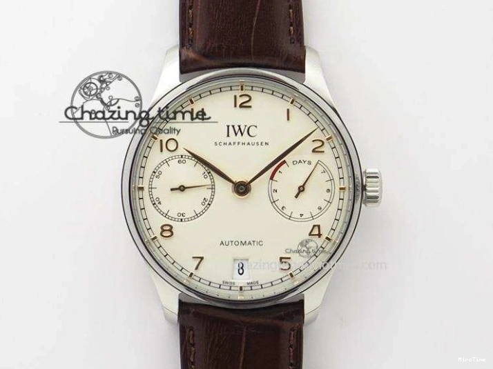 MIROTIME 1228 MoistureWicking Portuguese Real PR IW500704 ZF 1:1 Best Edition On Brown Leather Strap A52010 V 7311